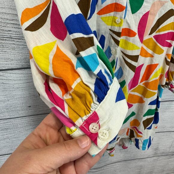 Tabitha Brown x Target Cream Colorful Button Up Tunic Blouse Size Medium - Picture 4 of 9